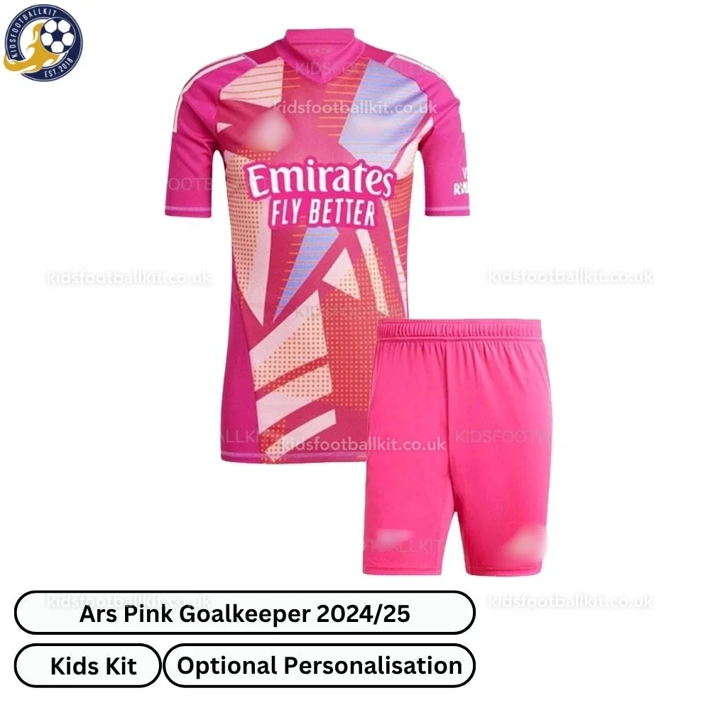 North London Red Goalkeeper Kids Football Kit 2024/25 (No Socks) – Pink